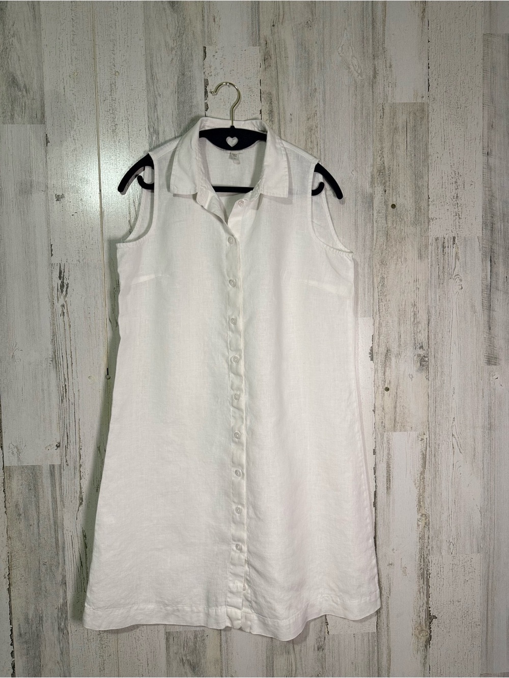 Garnet Hill 100% Linen Sleeveless Button-Down Dress - White - Size 4 - Picture 3 of 6